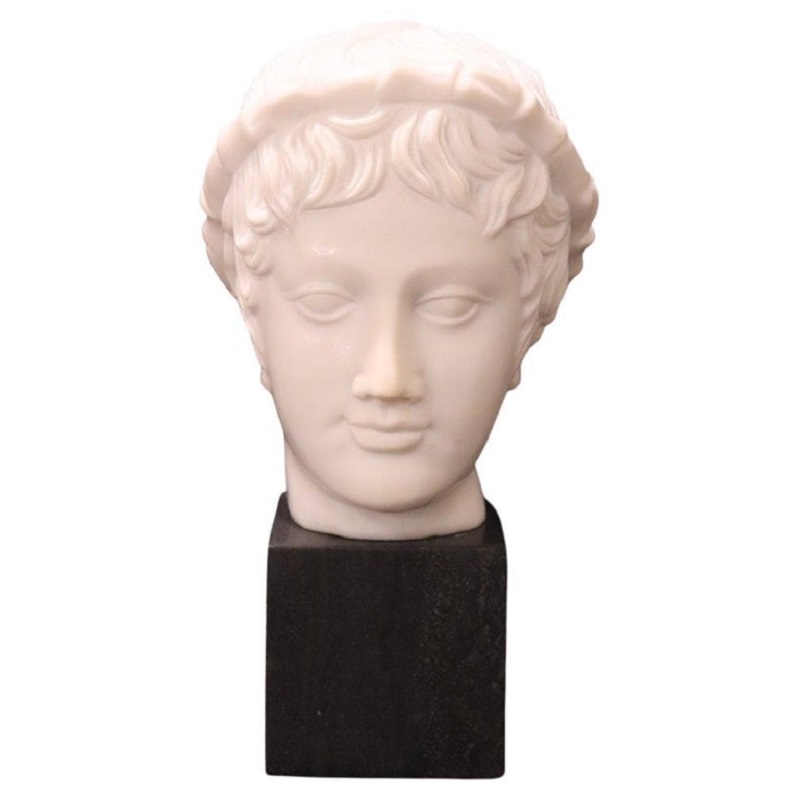 Head of a Young Bacchus, 20th Century, White Marble Sculpture