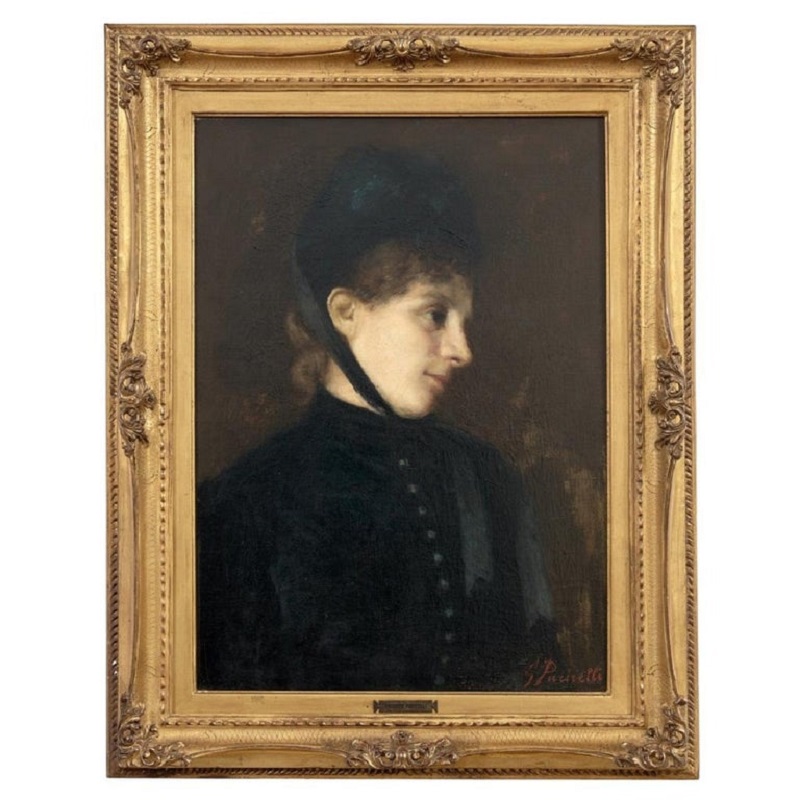G. Puricelli, Antique Portrait of Woman, Oil on Canvas