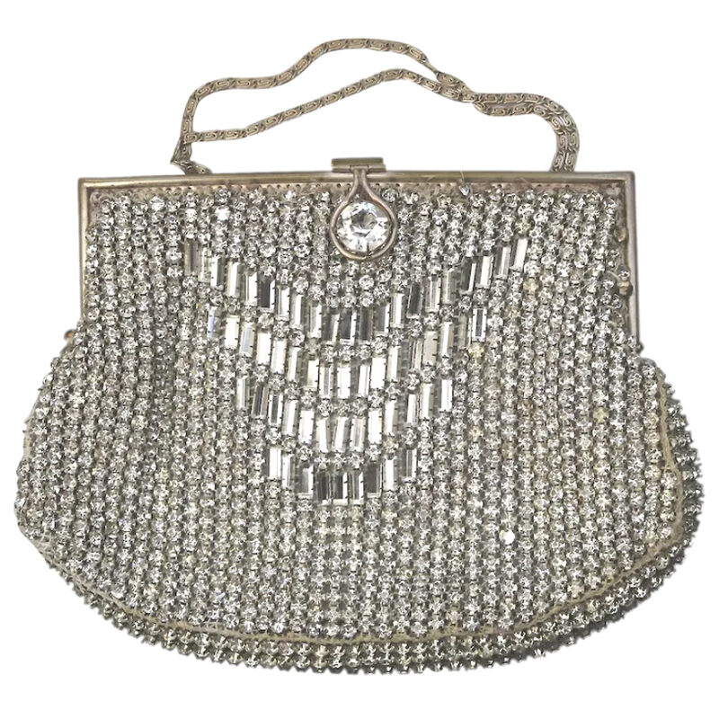 A good antique Art Deco paste glass Evening Cocktail Flapper Bag C.early 20thC