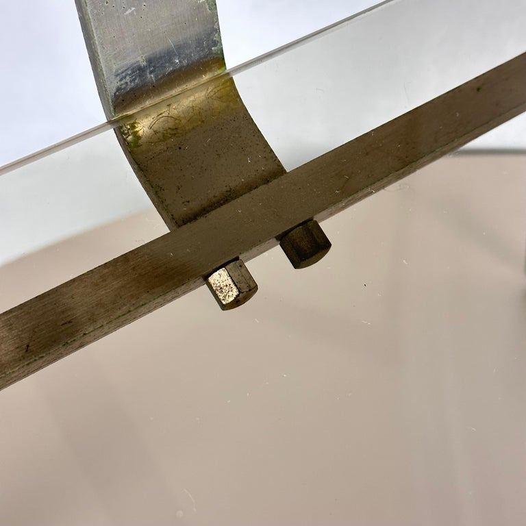 Fontana Arte Brass and Smoked Glass Magazine Rack Stand, 1960s, Italy