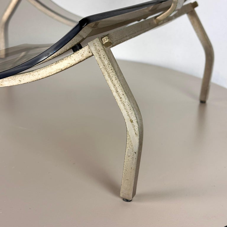 Fontana Arte Brass and Smoked Glass Magazine Rack Stand, 1960s, Italy