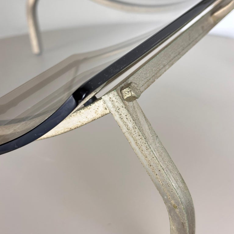 Fontana Arte Brass and Smoked Glass Magazine Rack Stand, 1960s, Italy