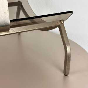 Fontana Arte Brass and Smoked Glass Magazine Rack Stand, 1960s, Italy