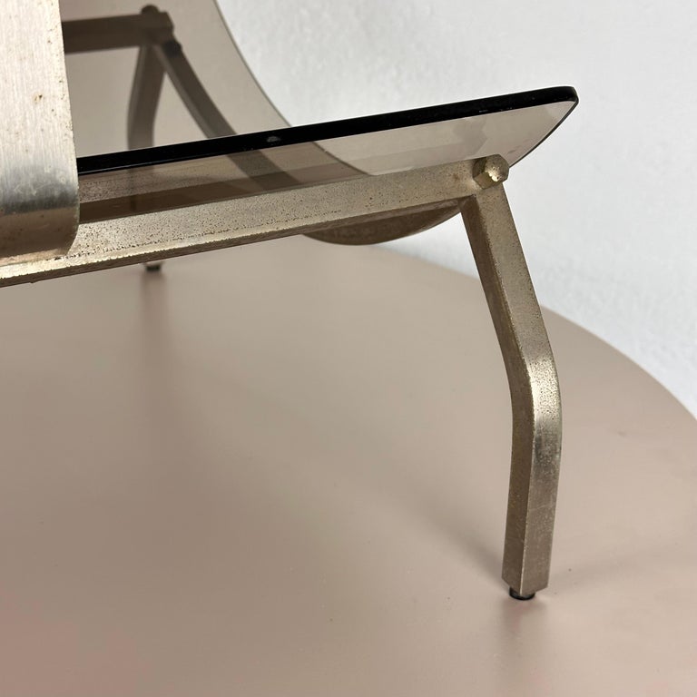 Fontana Arte Brass and Smoked Glass Magazine Rack Stand, 1960s, Italy