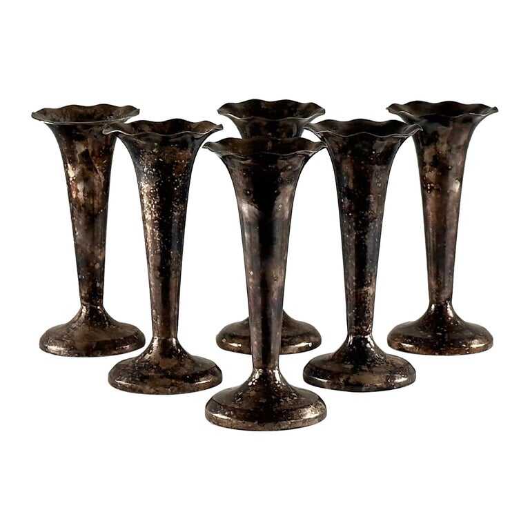 Gio Ponti (Attr) Silver Plate Soliflores for Fratelli Calderoni, 1960s, Set of 6