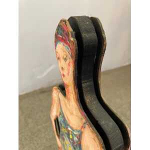 Giuseppe Bacci 'Aris Bacci's Son' "Woman & Man" Hand Painted Wood Sculptures