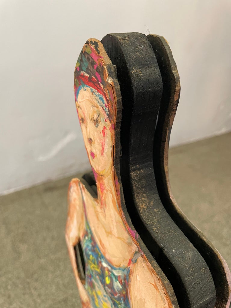 Giuseppe Bacci 'Aris Bacci's Son' "Woman & Man" Hand Painted Wood Sculptures