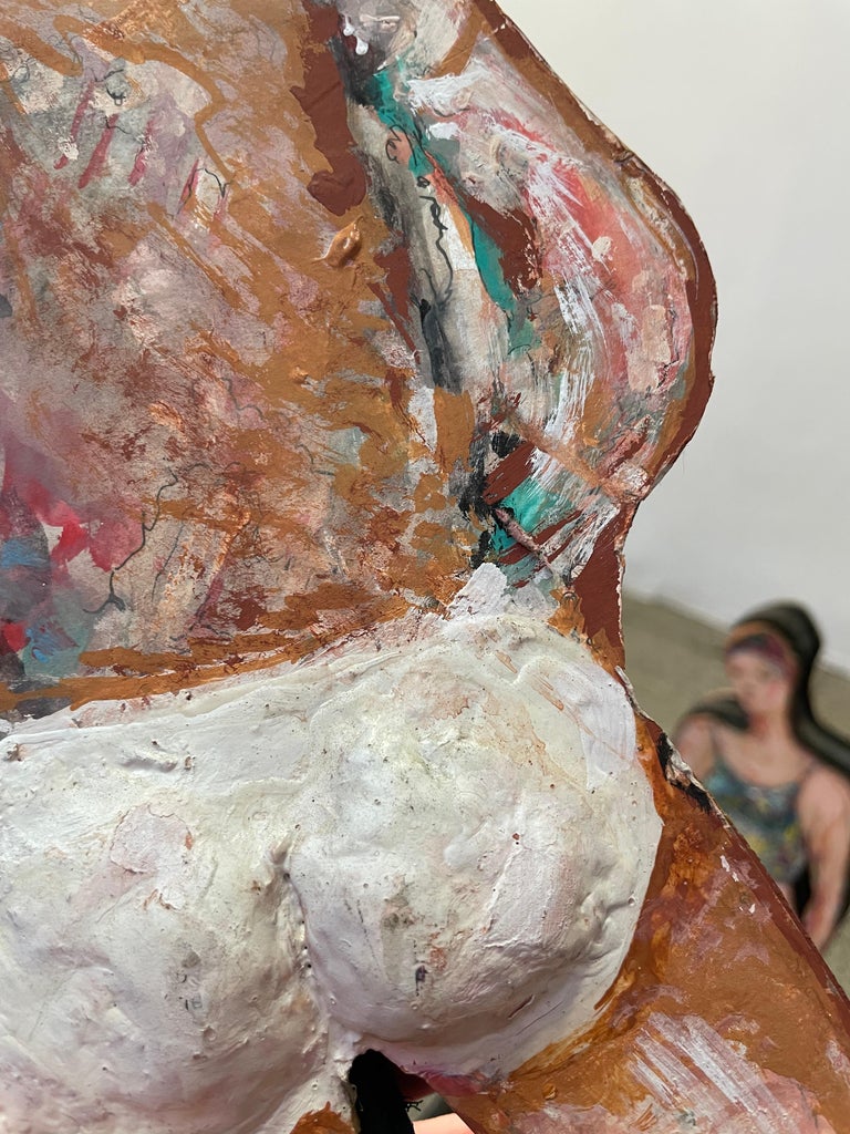 Giuseppe Bacci 'Aris Bacci's Son' "Woman & Man" Hand Painted Wood Sculptures