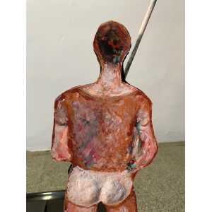 Giuseppe Bacci 'Aris Bacci's Son' "Woman & Man" Hand Painted Wood Sculptures