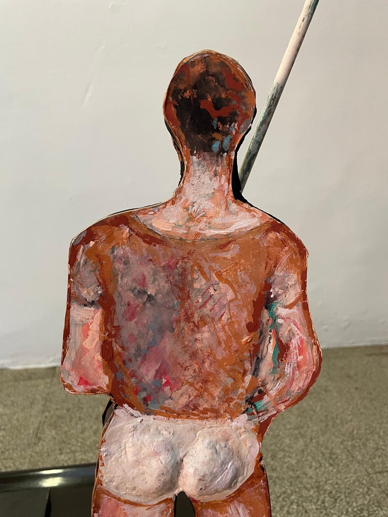 Giuseppe Bacci 'Aris Bacci's Son' "Woman & Man" Hand Painted Wood Sculptures