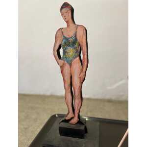 Giuseppe Bacci 'Aris Bacci's Son' "Woman & Man" Hand Painted Wood Sculptures