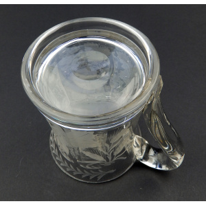 A good antique Victorian glass engraved vine hops & barley Beer Tankard C.19thC
