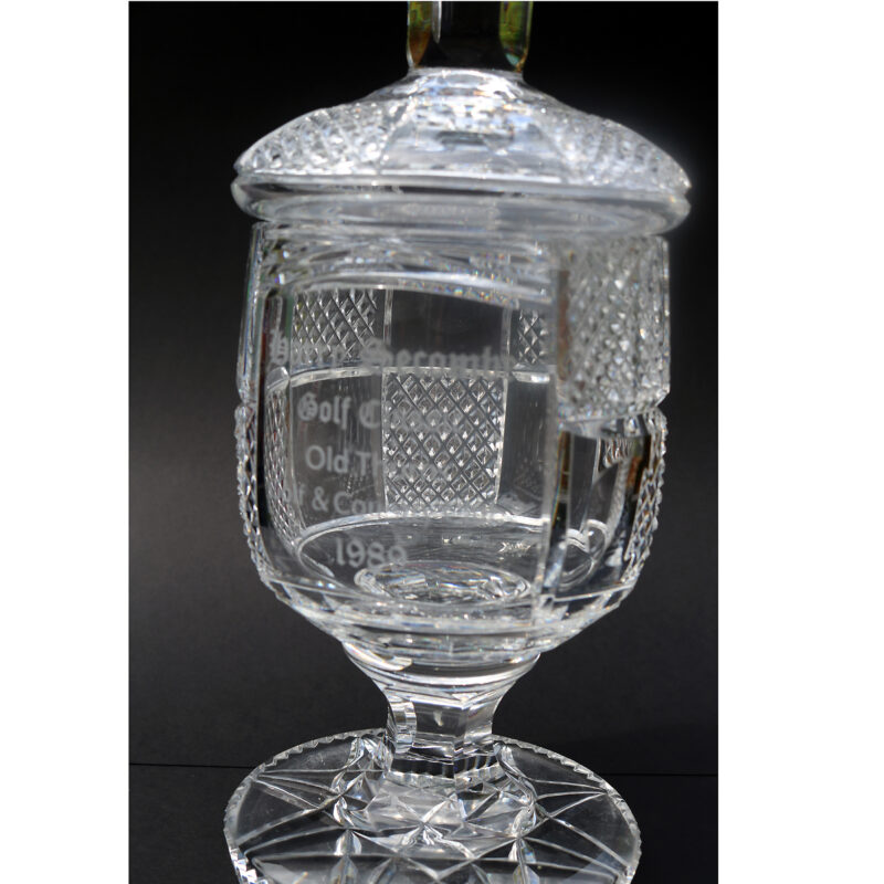 A good antique Victorian glass engraved vine hops & barley Beer Tankard C.19thC
