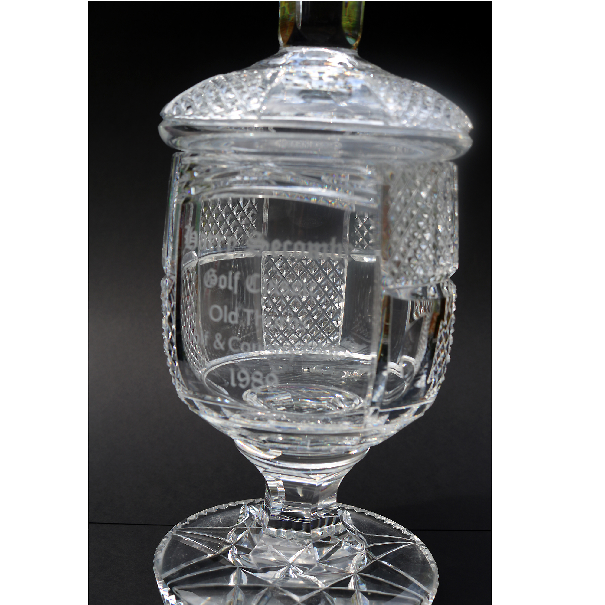 A good antique Victorian glass engraved vine hops & barley Beer Tankard C.19thC