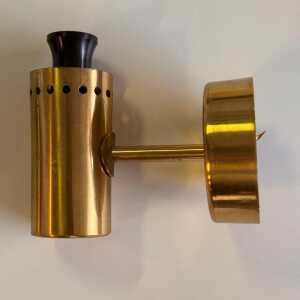 Hans-Agne Jakobsson Brass and White Opaline Glass Wall Lights, Sweden, 1960s