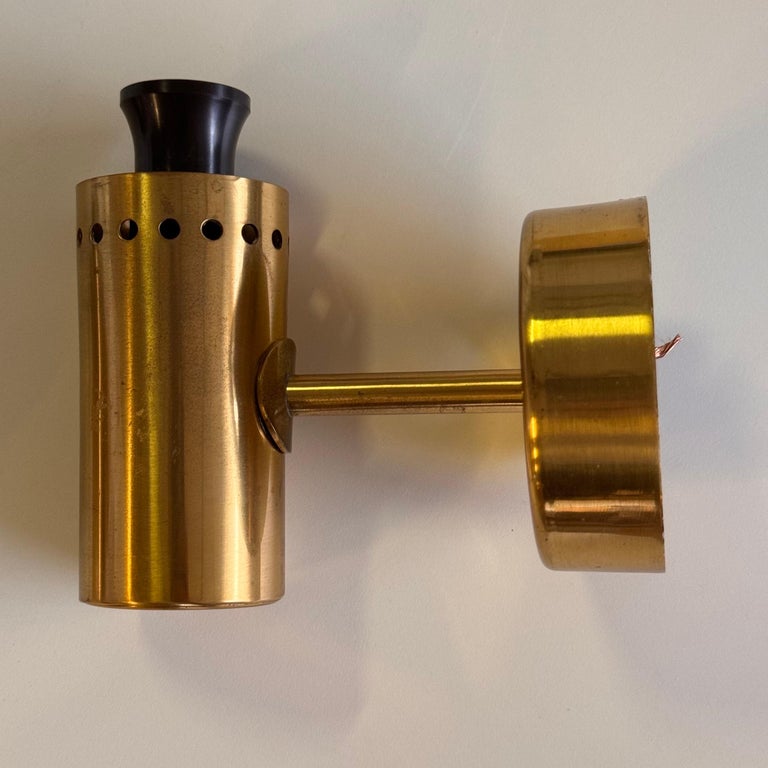 Hans-Agne Jakobsson Brass and White Opaline Glass Wall Lights, Sweden, 1960s