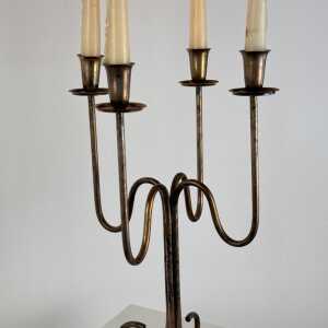 Italian Four-Arm Silverplate Candelabrum with Authentic Patina, 1930s