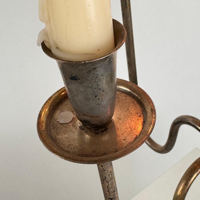 Italian Four-Arm Silverplate Candelabrum with Authentic Patina, 1930s
