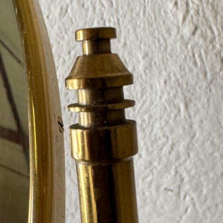 Large Adjustable Vanity Mirror in Brass with Italian Portoro Marble Base, 1960s