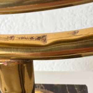 Large Adjustable Vanity Mirror in Brass with Italian Portoro Marble Base, 1960s