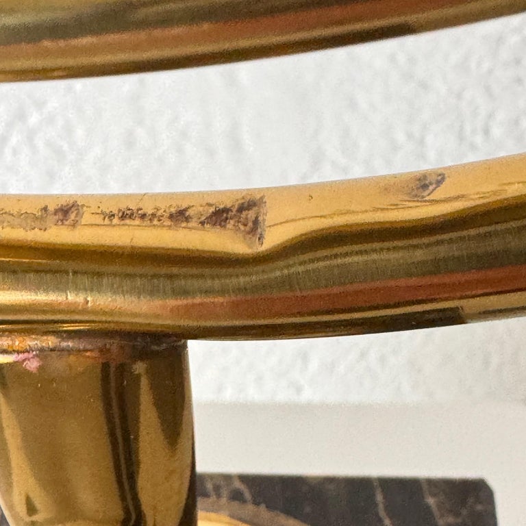 Large Adjustable Vanity Mirror in Brass with Italian Portoro Marble Base, 1960s