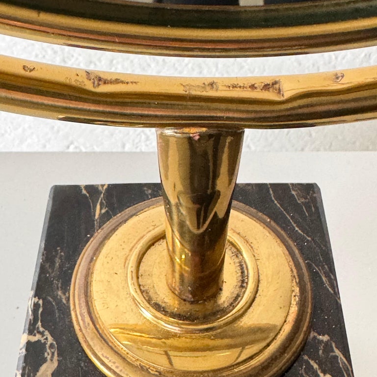 Large Adjustable Vanity Mirror in Brass with Italian Portoro Marble Base, 1960s