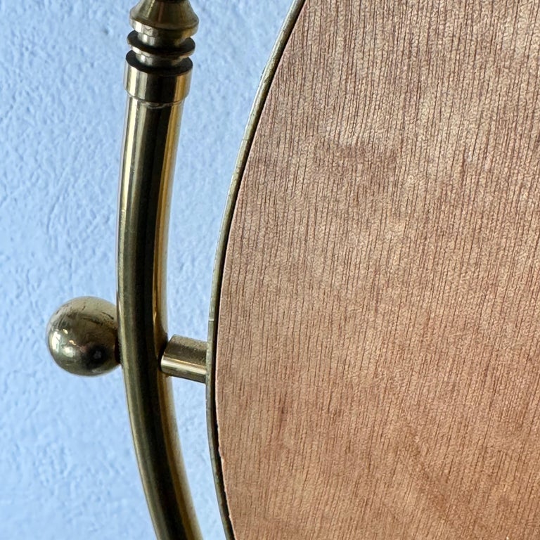 Large Adjustable Vanity Mirror in Brass with Italian Portoro Marble Base, 1960s