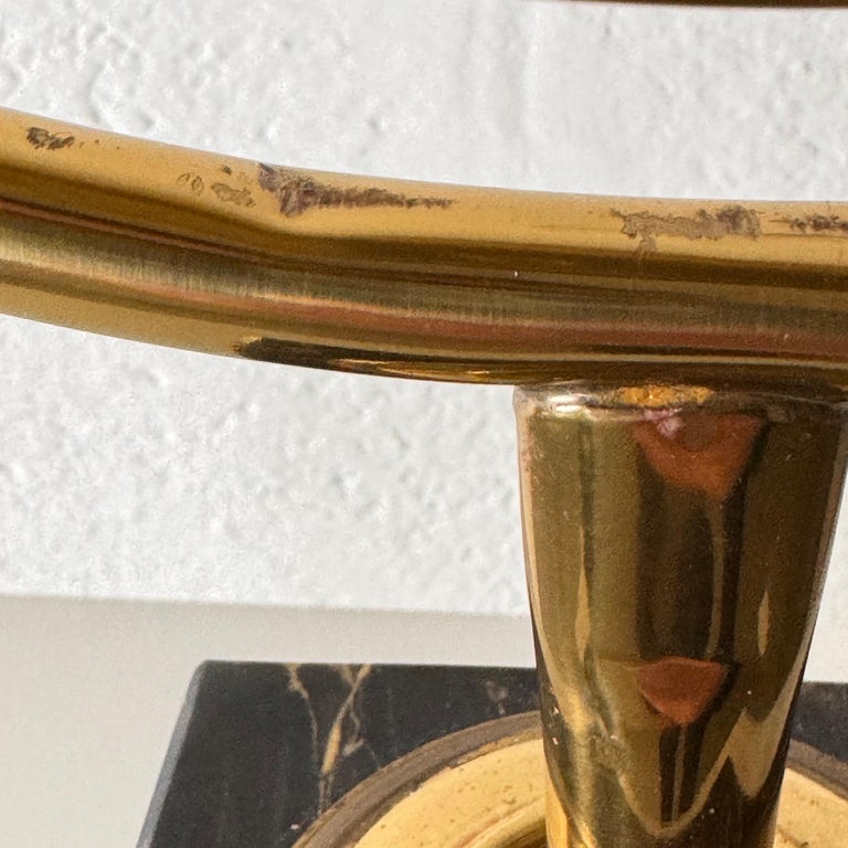 Large Adjustable Vanity Mirror in Brass with Italian Portoro Marble Base, 1960s