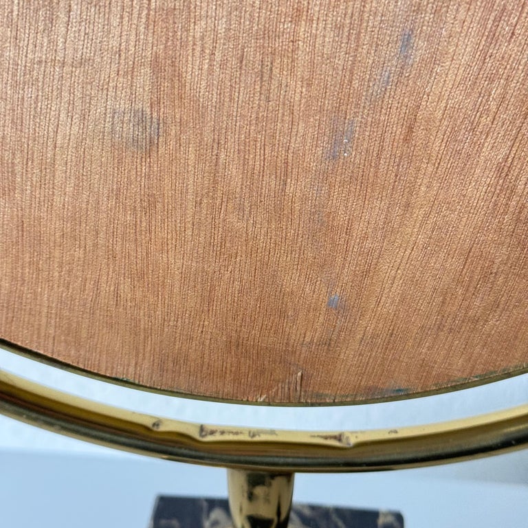 Large Adjustable Vanity Mirror in Brass with Italian Portoro Marble Base, 1960s