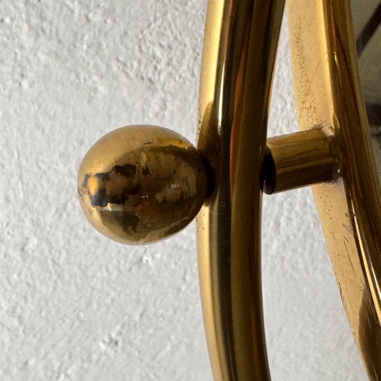 Large Adjustable Vanity Mirror in Brass with Italian Portoro Marble Base, 1960s