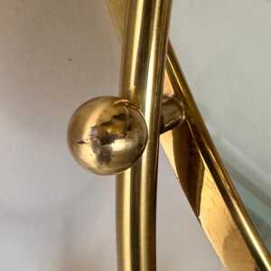 Large Adjustable Vanity Mirror in Brass with Italian Portoro Marble Base, 1960s