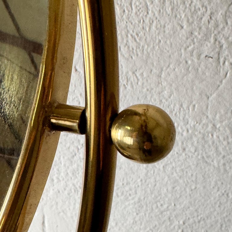 Large Adjustable Vanity Mirror in Brass with Italian Portoro Marble Base, 1960s