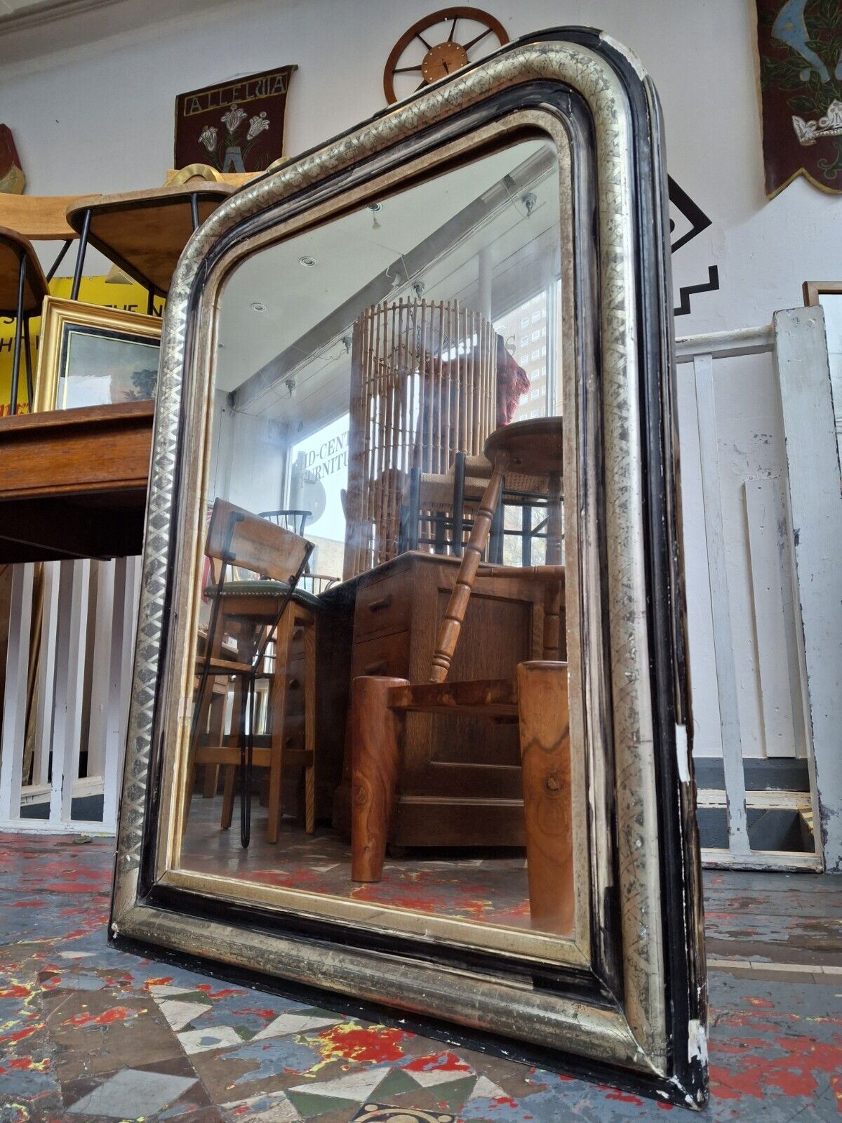 Late 19th Century Gilt Frame French Louis Philippe Wall Mirror. Antique/Vintage