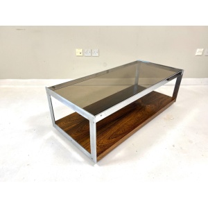 Merrow Associates Rosewood, Chrome & Glass Coffee Table