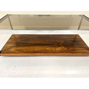 Merrow Associates Rosewood, Chrome & Glass Coffee Table
