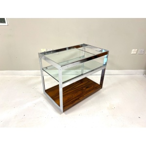 Merrow Associates, Rosewood, Chrome & Glass Trolley
