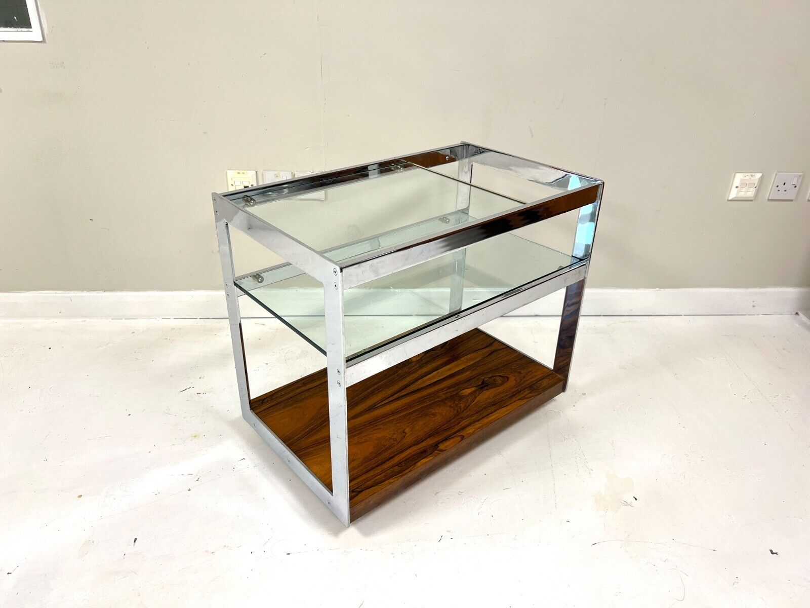 Merrow Associates, Rosewood, Chrome & Glass Trolley