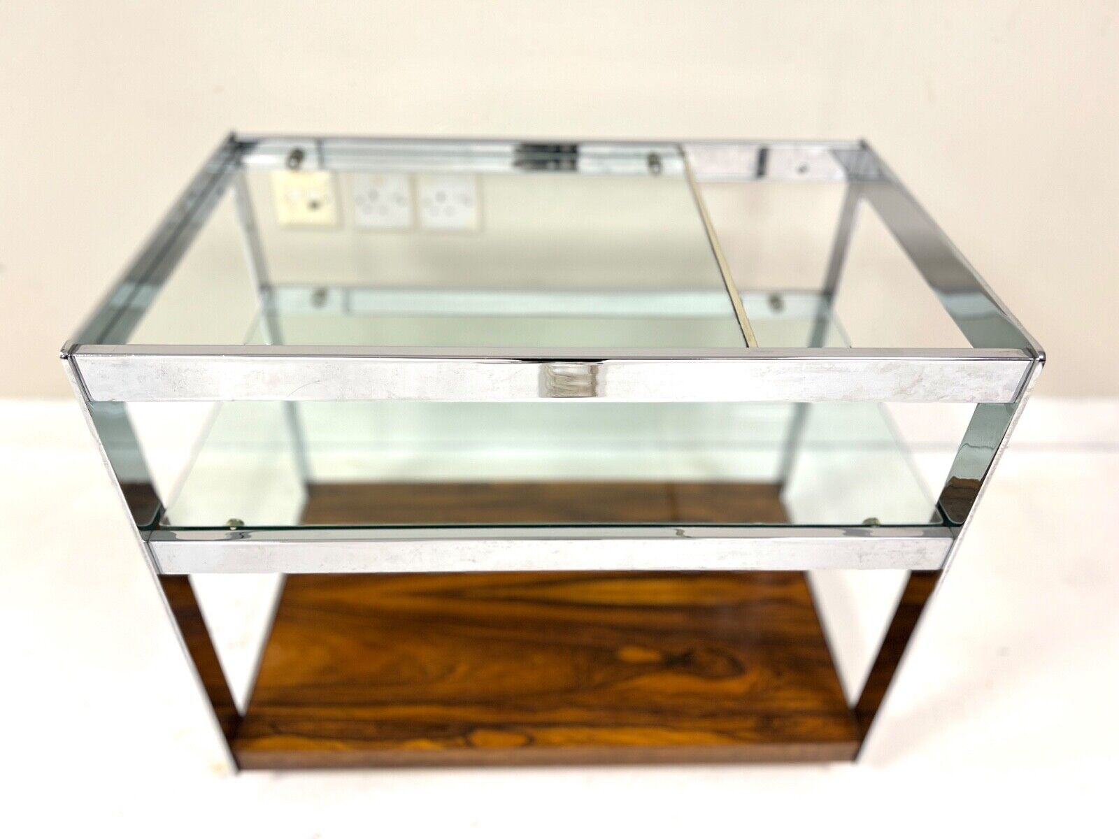 Merrow Associates, Rosewood, Chrome & Glass Trolley