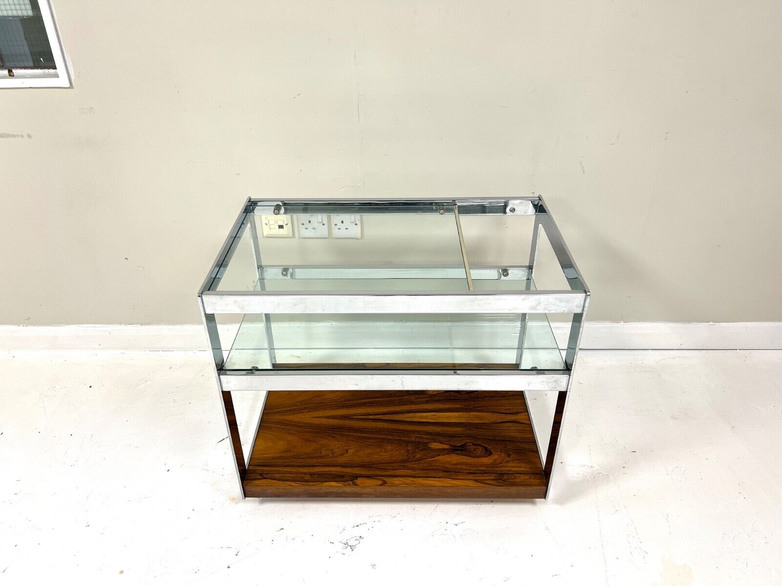 Merrow Associates, Rosewood, Chrome & Glass Trolley