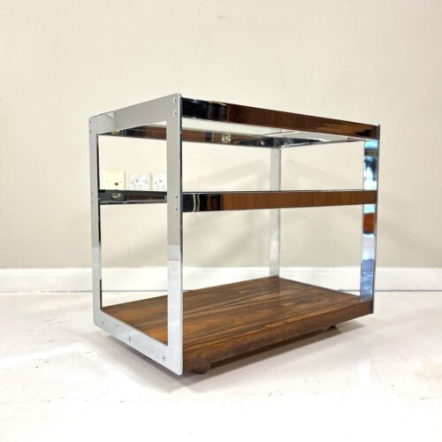 Merrow Associates, Rosewood, Chrome & Glass Trolley