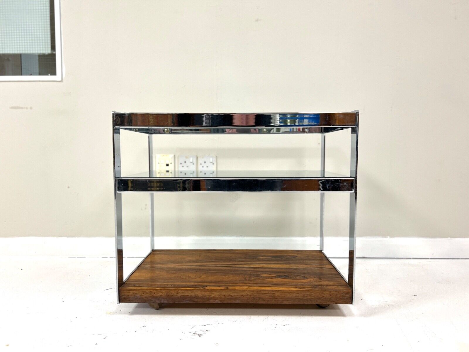 Merrow Associates, Rosewood, Chrome & Glass Trolley