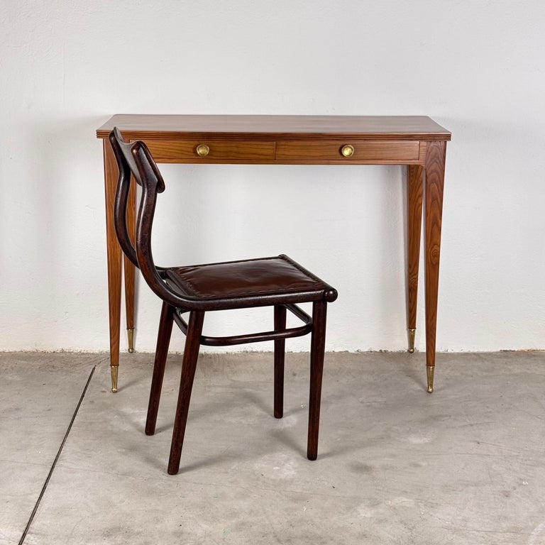 Minimalist Walnut Console Table Attributed to Gio Ponti, 1950s