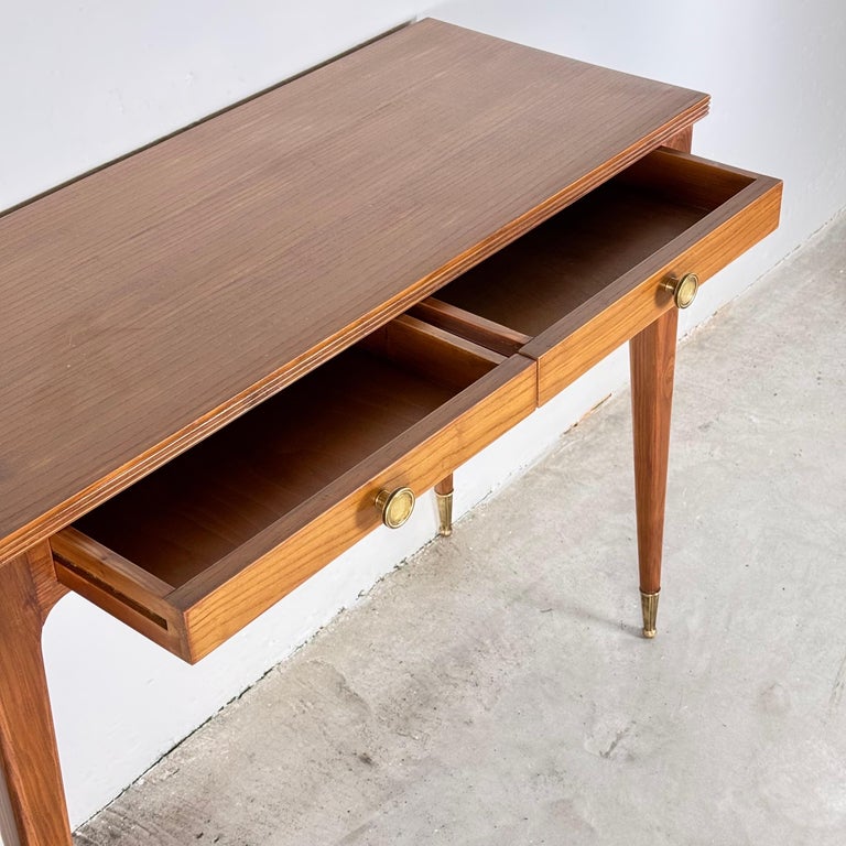 Minimalist Walnut Console Table Attributed to Gio Ponti, 1950s