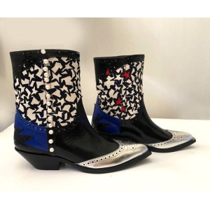 MSGM Black Patent Leather Western Cowboy Boots