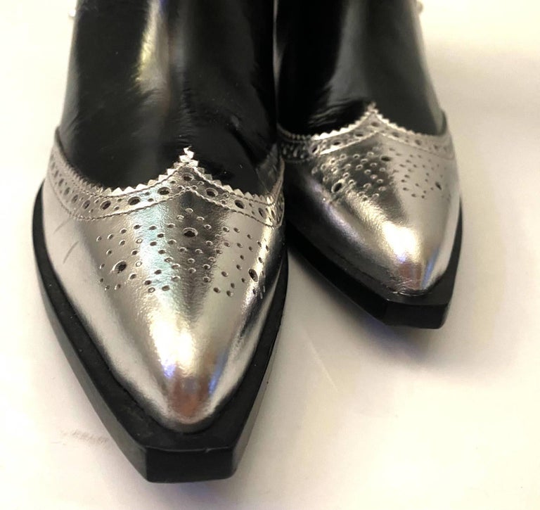 MSGM Black Patent Leather Western Cowboy Boots