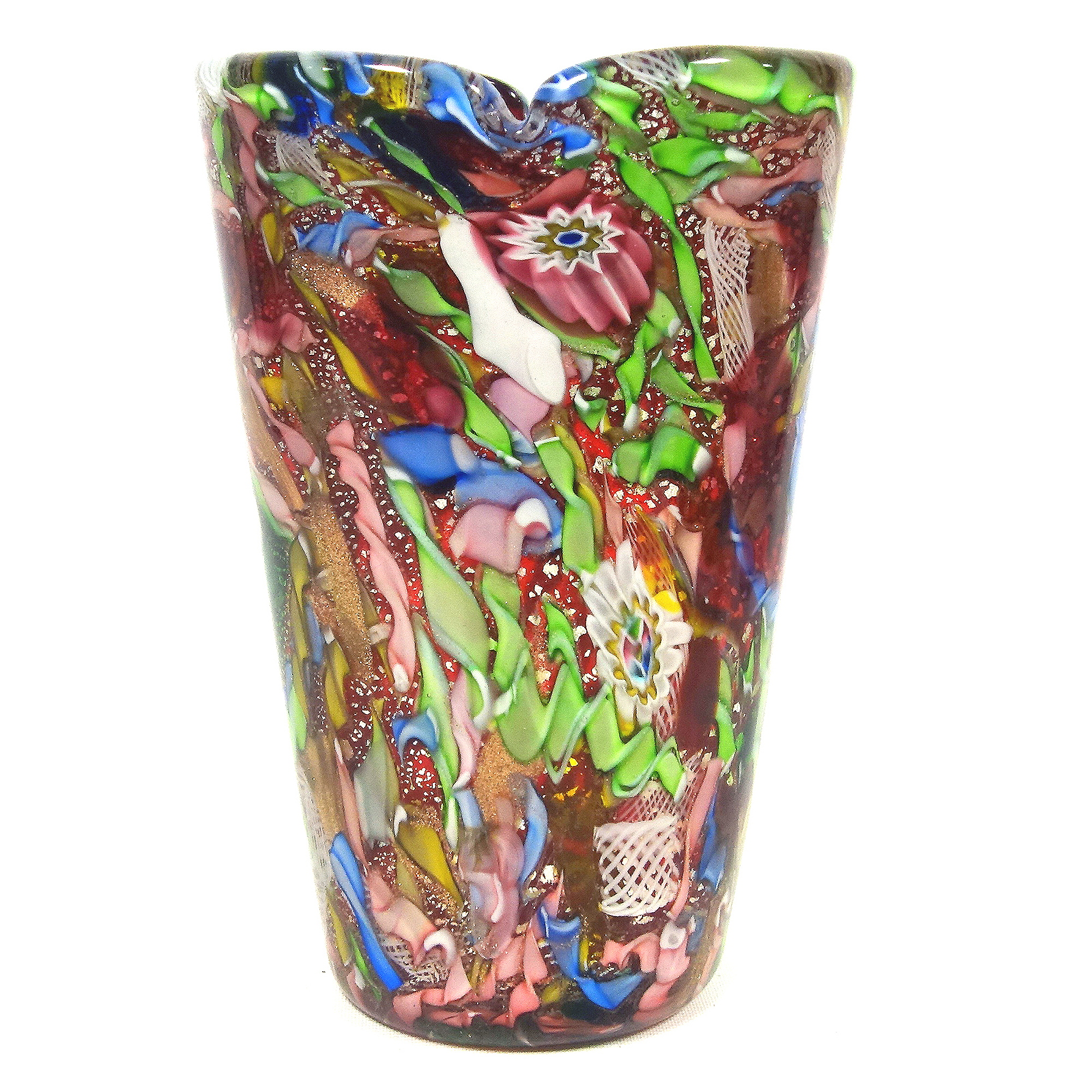 A wonderful large mid-century AVeM Murano Tutti Frutti red glass Vase C.1950