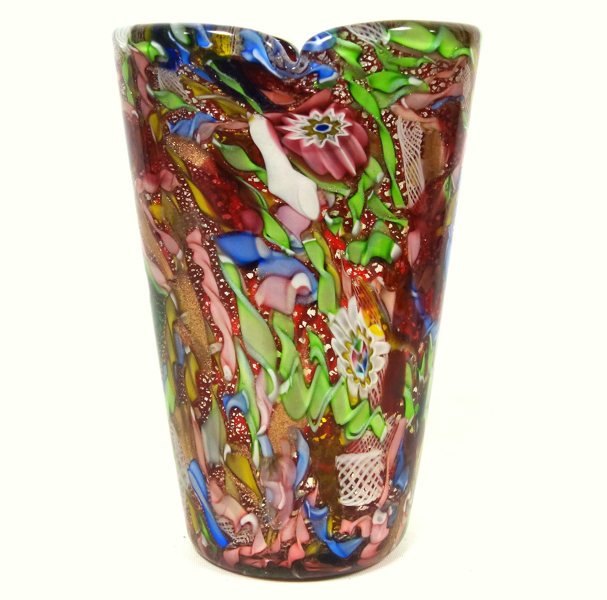 A wonderful large mid-century AVeM Murano Tutti Frutti red glass Vase C.1950