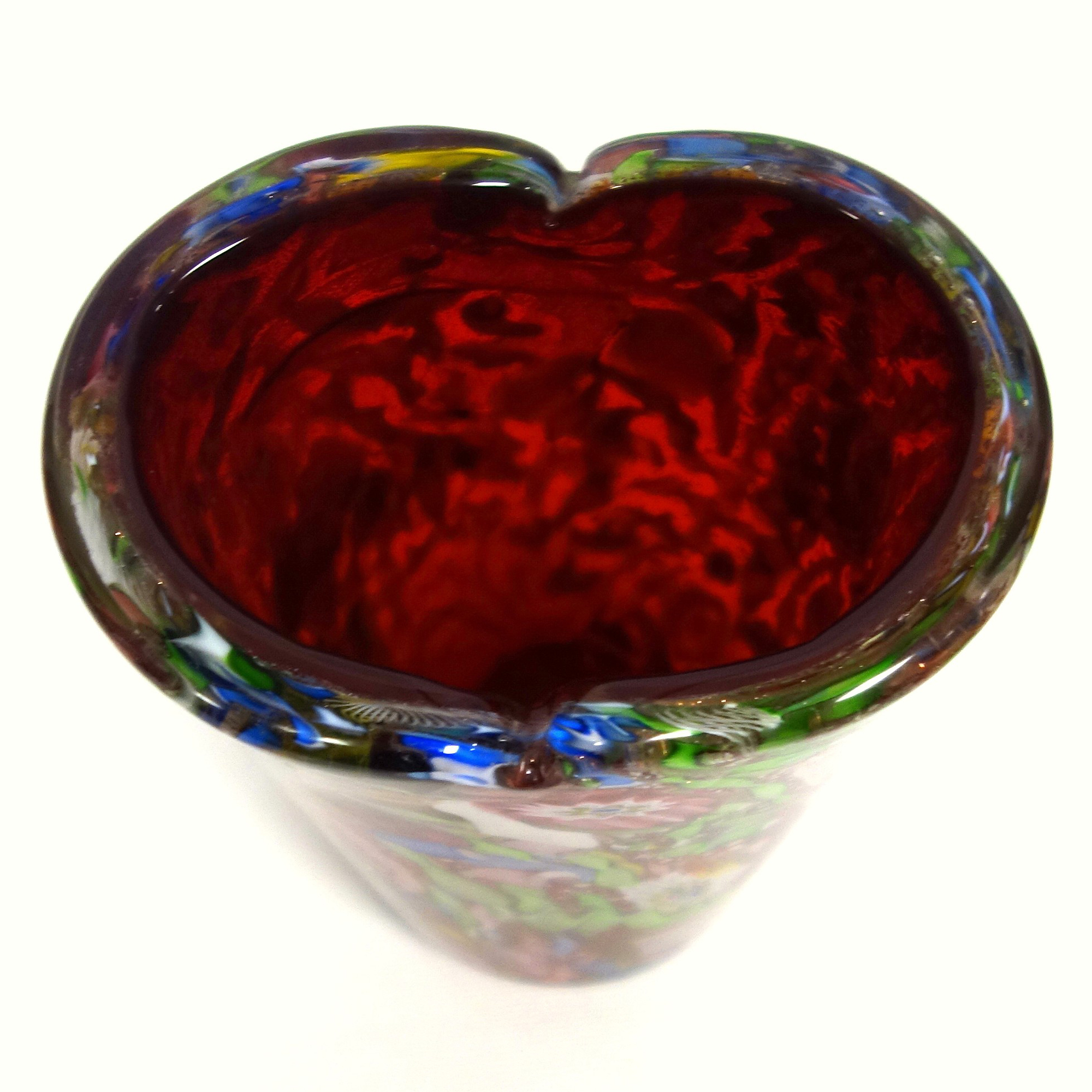 A wonderful large mid-century AVeM Murano Tutti Frutti red glass Vase C.1950