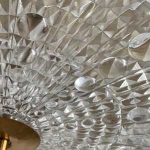 Orrefors Brass and Crystal Ceiling Lamps by Carl Fagerlund, Sweden, 1960s