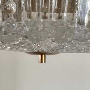Orrefors Brass and Crystal Ceiling Lamps by Carl Fagerlund, Sweden, 1960s